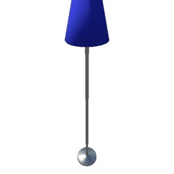 Tall Lamp-001 - Brushed Metal Cone Shade Blue